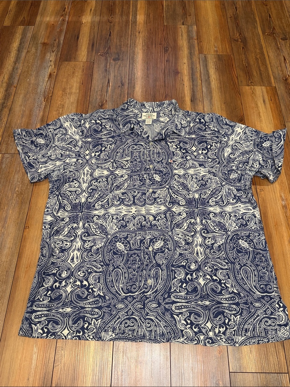 Polo Ralph Lauren Jeans Navy Blue & White Paisley Short-Sleeve Classic fit XXL